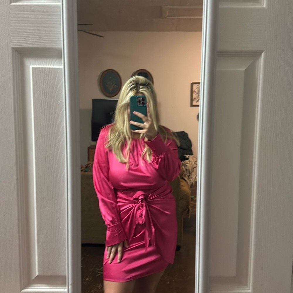 Hot Pink Long Sleeve Dress